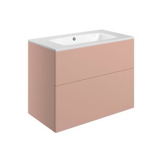 Claverdon 815mm Wall Hung 2 Drawer Basin Unit & Basin Matt Antique Rose