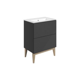 Kinver 615mm Floor Standing 2 Drawer Basin Unit & Basin Matt Graphite Grey