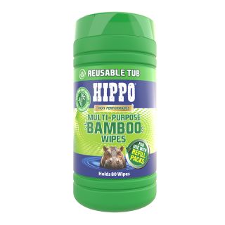 Hippo High Performance Multi Purpose Bamboo Wipes Re-Useable Tub 80 Pack